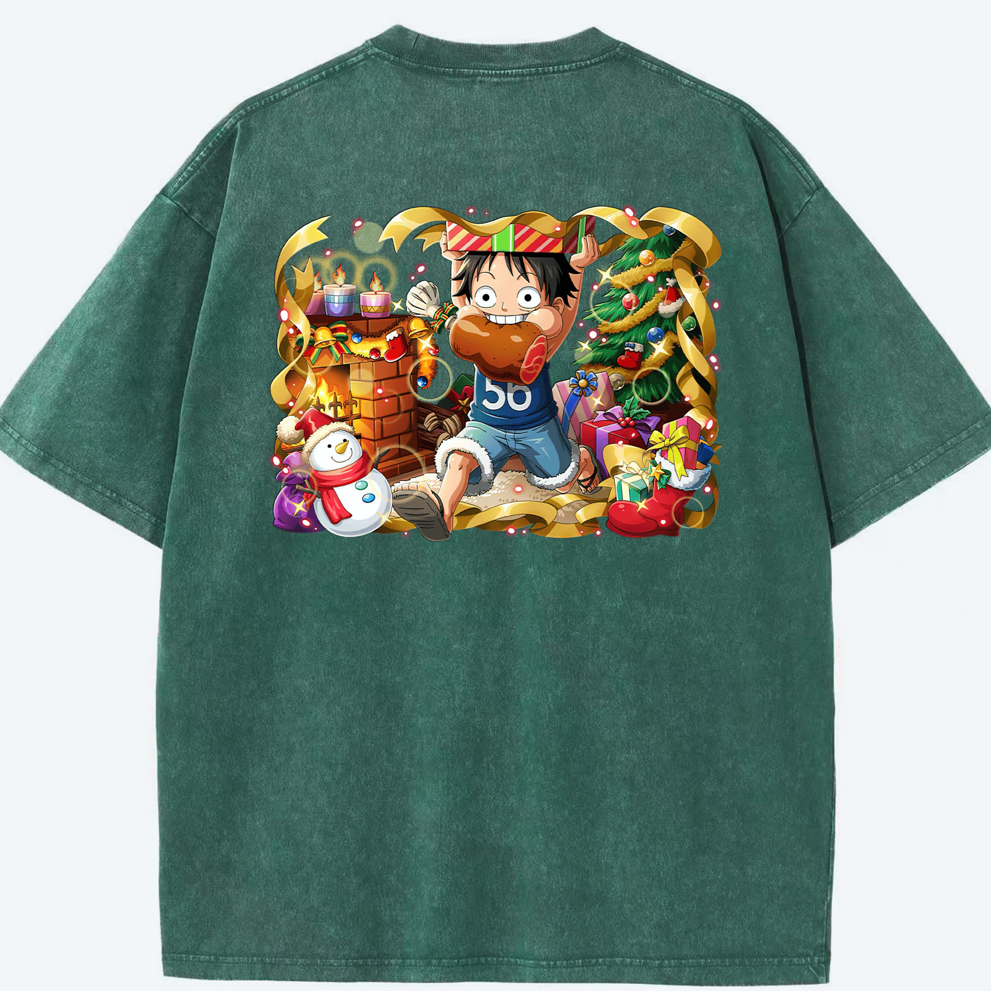 ワンピース モンキー・D・ルフィ ONE PIECE Monkey D. Luffy 綿100% ヴィンテージ風 半袖Tシャツ（背面プリント）
